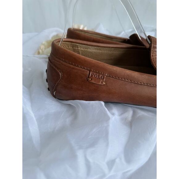 POLO Ralph Lauren Mens 11 D WOODLEY Driving Loafers Moccasins Brown Leather - Picture 4 of 11